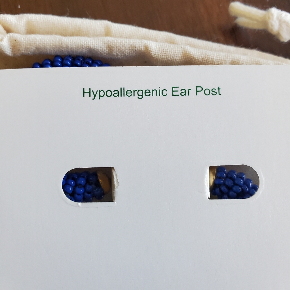 J.Crew beaded hoop earrings, blue - Picture 5 of 6